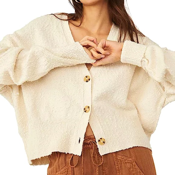 Free People Sweaters - Free People Found My Friend Cardi Jacket Sweater Cardigan Cream NWT Large $78